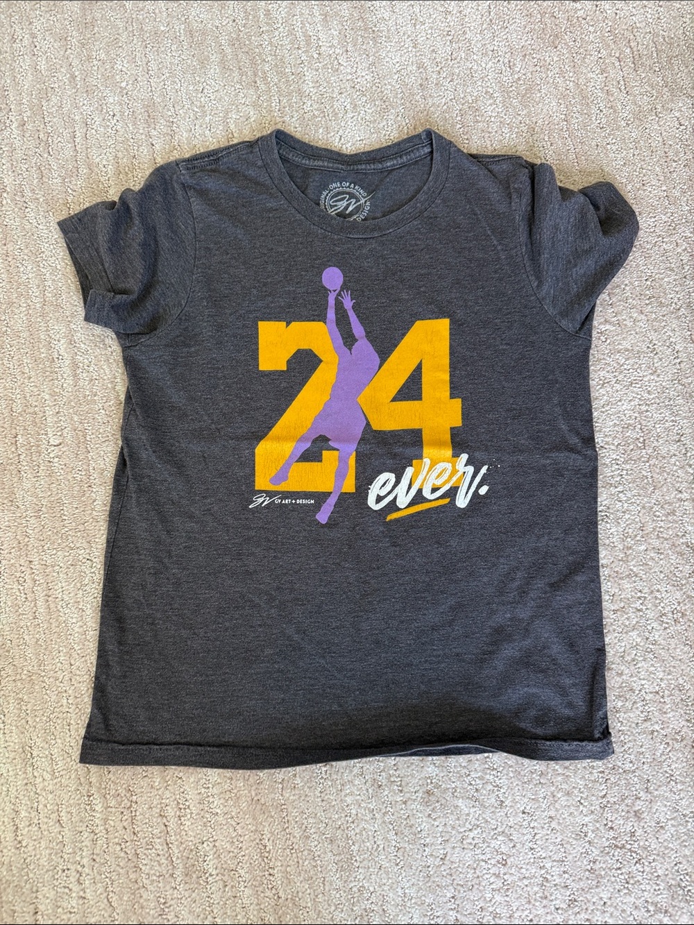 Kids 24 Ever Graphic Tee - Gray with Yellow & Purple